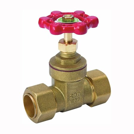 MUELLER INDUSTRIES B & K ProLine Series Gate Valve, 1/2in Connection, Compression, 200/125 psi Pressure, Bronze/Brass Body 100-803NL